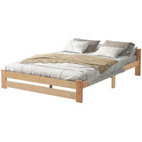 HOLZBETT 140/200 cm aus Massivholz Kiefer – natur, mit Kopfteil - Naturfarben, Holz (140/200cm) - BEAOK