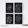 POSTER Set mit 4 Schwarz Fahrrad Patent A4 Rahmenlos - Klar, Papier (29.7/3cm) - Nacnic