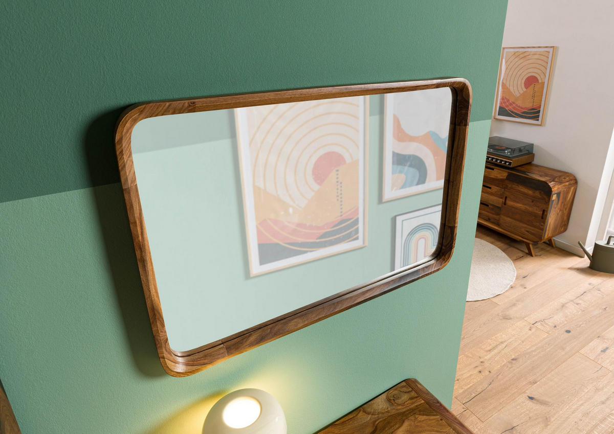 WANDSPIEGEL Sheesham 60x5x90 dunkelbraun lackiert MAILAND #240 - Dunkelbraun, Holzwerkstoff (60/90/5cm) - Massivmoebel24