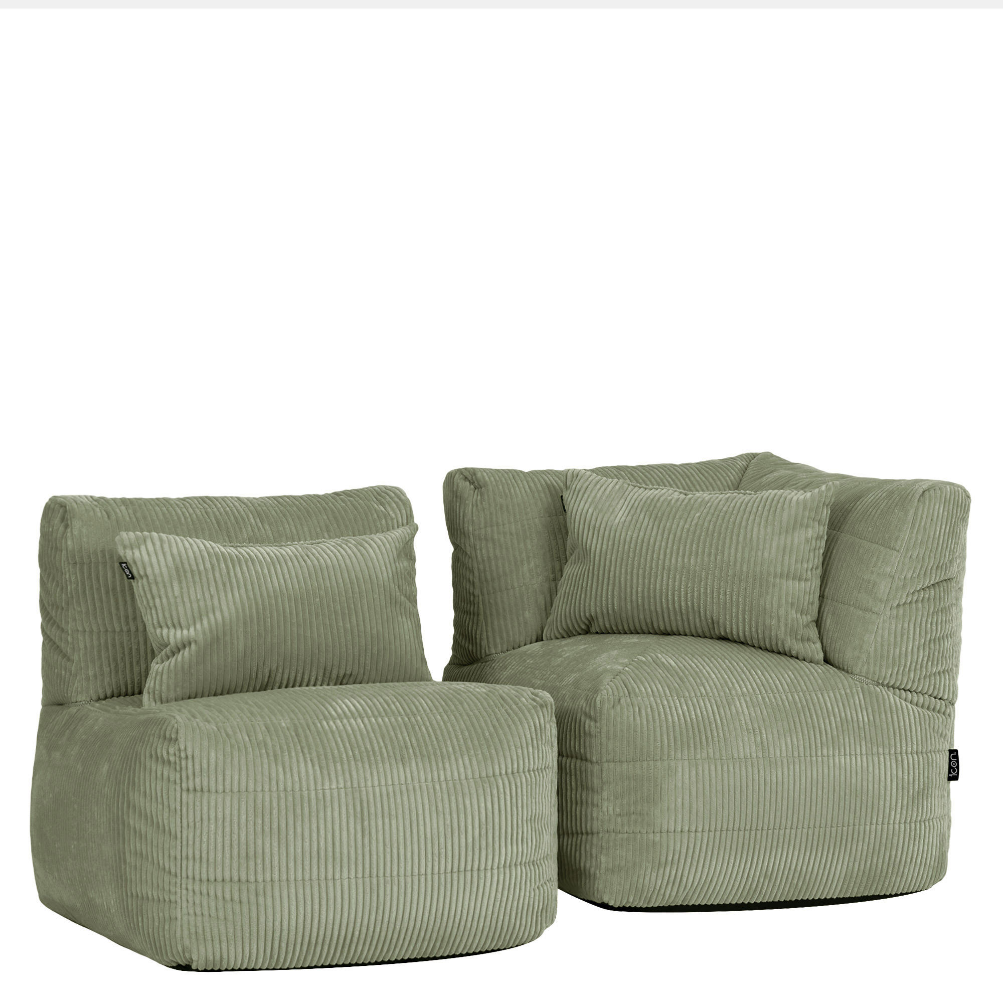 SITZSACK-SOFA 2-tlg. modular cord Noa - Salbeigrün, Textil (143/70/78cm) - icon