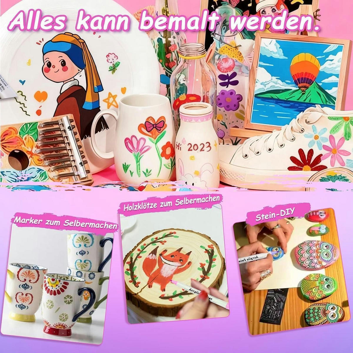 ACRYLSTIFTE Set 24 Farben mit Doppelspitze - Multicolor, Kunststoff (1/1/17cm)