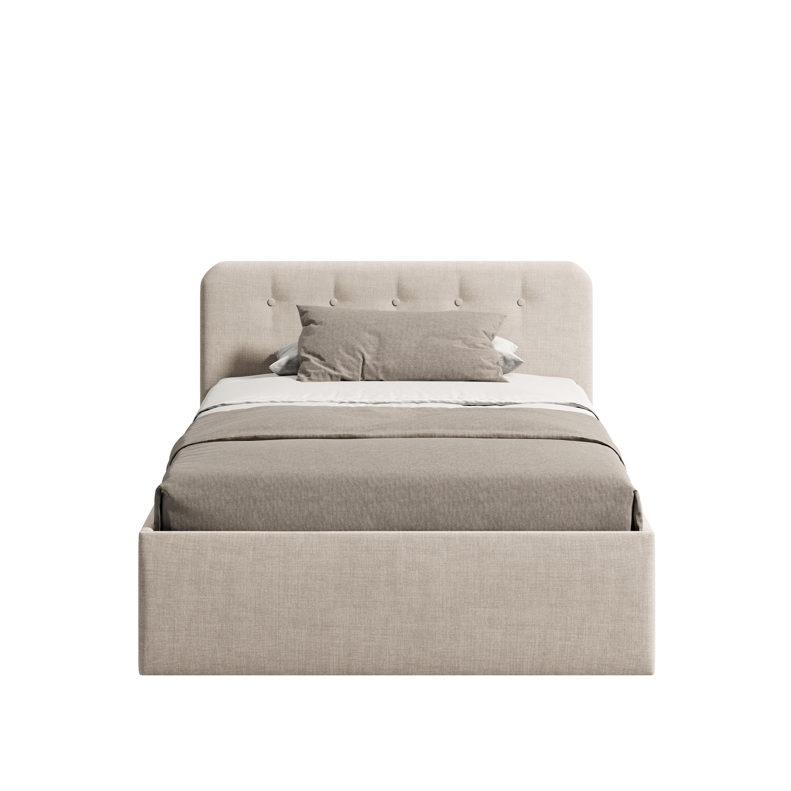 POLSTERBETT mit verstellbarem Lattenrost & Bettkasten, 140 x 200 cm in Creme - Creme, Holzwerkstoff/Textil (140/200cm) - Home Collective