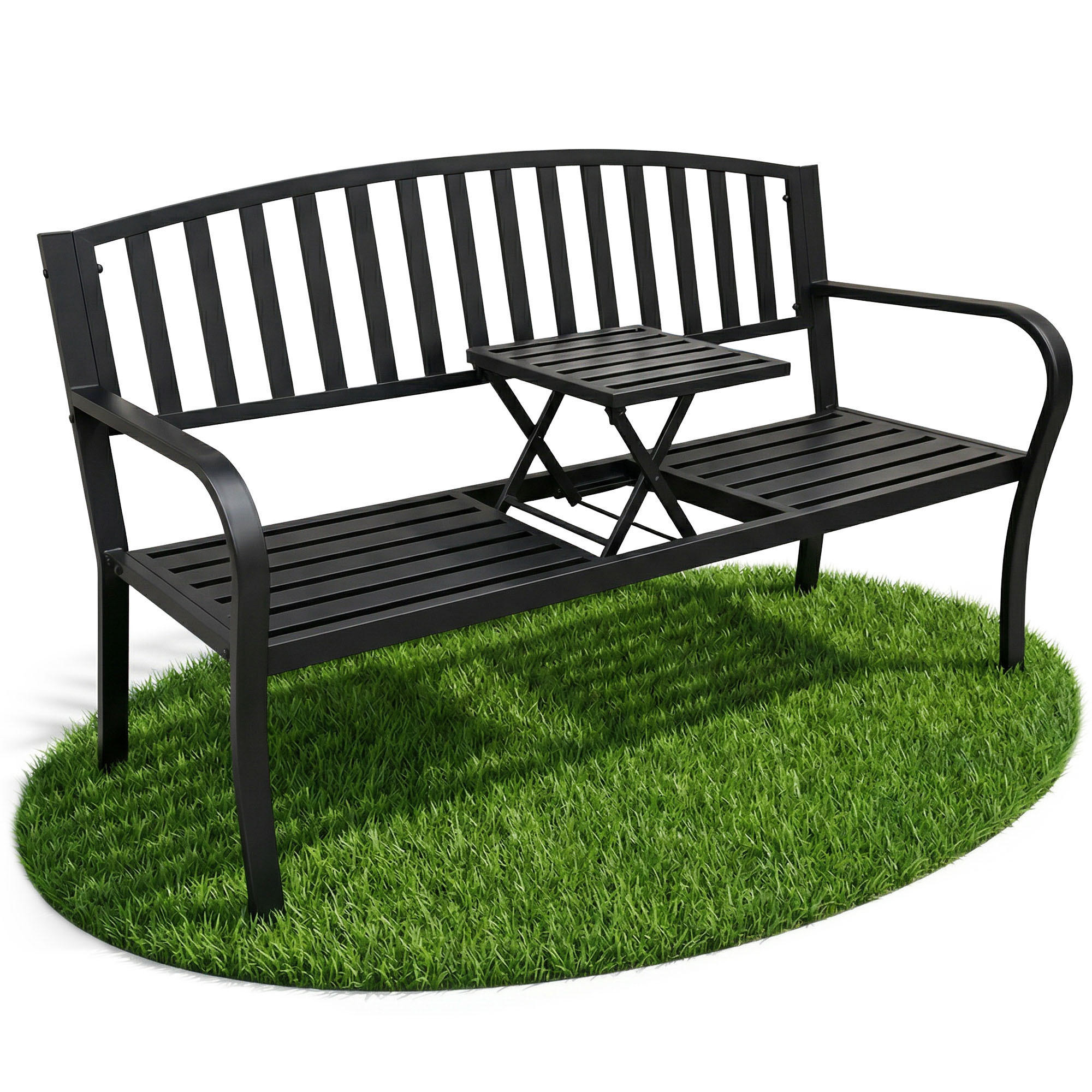 GARTENBANK DUO Schwarz 135 x 82,5 x 57 cm - Schwarz, Metall (135/82.5/57cm) - Akord