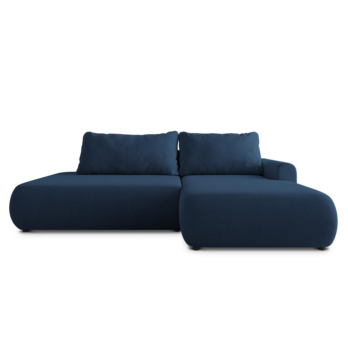ECKSOFA NUVIRA CL R-S Blau Samtstoff mit Schlaffunktion - Blau, Holzwerkstoff/Textil (279/158cm) - MASSENO