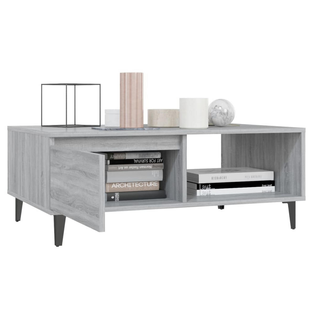 COUCHTISCH Grau Sonoma 90x60x35 cm Holzwerkstoff - Hellgrau, Holzwerkstoff (60/90/35cm) - furnicato