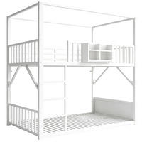 ETAGENBETT 90/200 cm Metall mit Dachdesign, DE-41590, in Weiß - Weiß, Metall (90/200cm) - ComfortXL