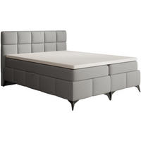 BOXBETT Solido mit Bettkasten 160x200 cm hellgrau - Hellgrau/Schwarz, Textil/Metall (160/200cm) - Beautysofa