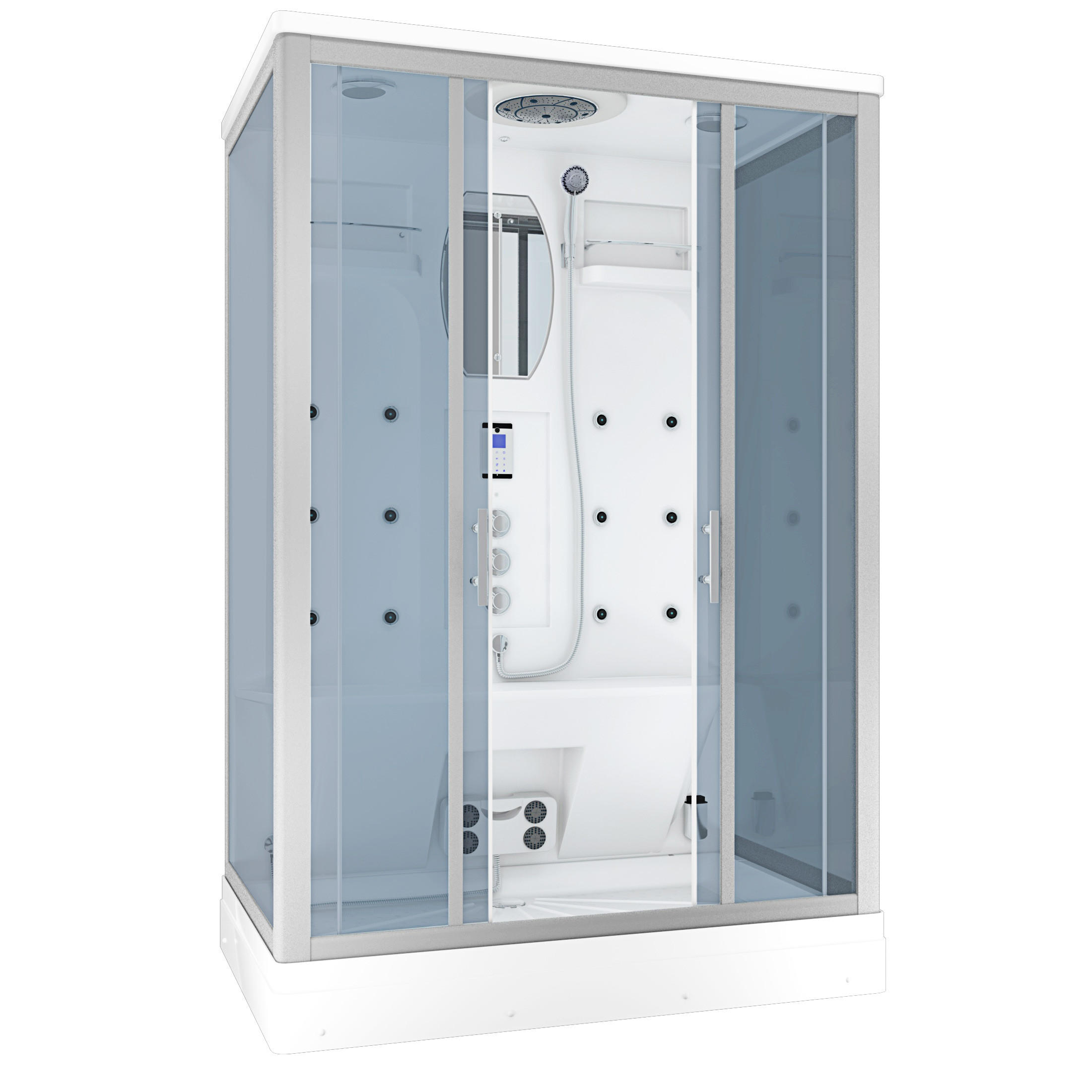 ACQUAVAPORE Dampfdusche Sauna Dusche Duschkabine D27-TH-EA 140x90 cm OHNE 2K Scheiben Versiegelung - Weiß, Glas/Kunststoff (140/90/215cm) - AcquaVapore by Sandra Jentho
