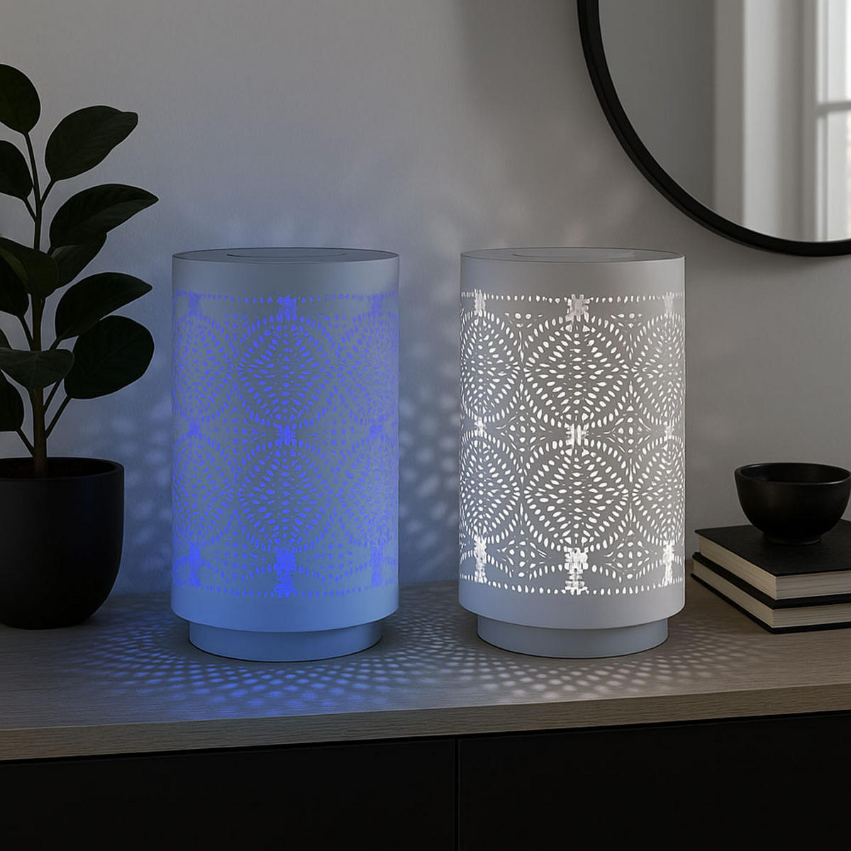 LED TISCHLEUCHTE Weiß 2er Set - Weiß, Metall (8/8/14cm) - Globo Lighting