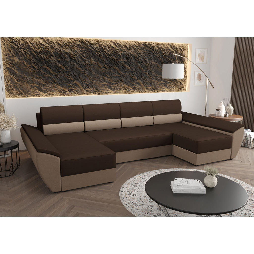 Thumbnail - Bedante Wohnlandschaft, Braun, Textil, U-Form, 326x86x140 cm, Wohnzimmer, Sofas & Couches, Wohnlandschaften, Wohnlandsch...