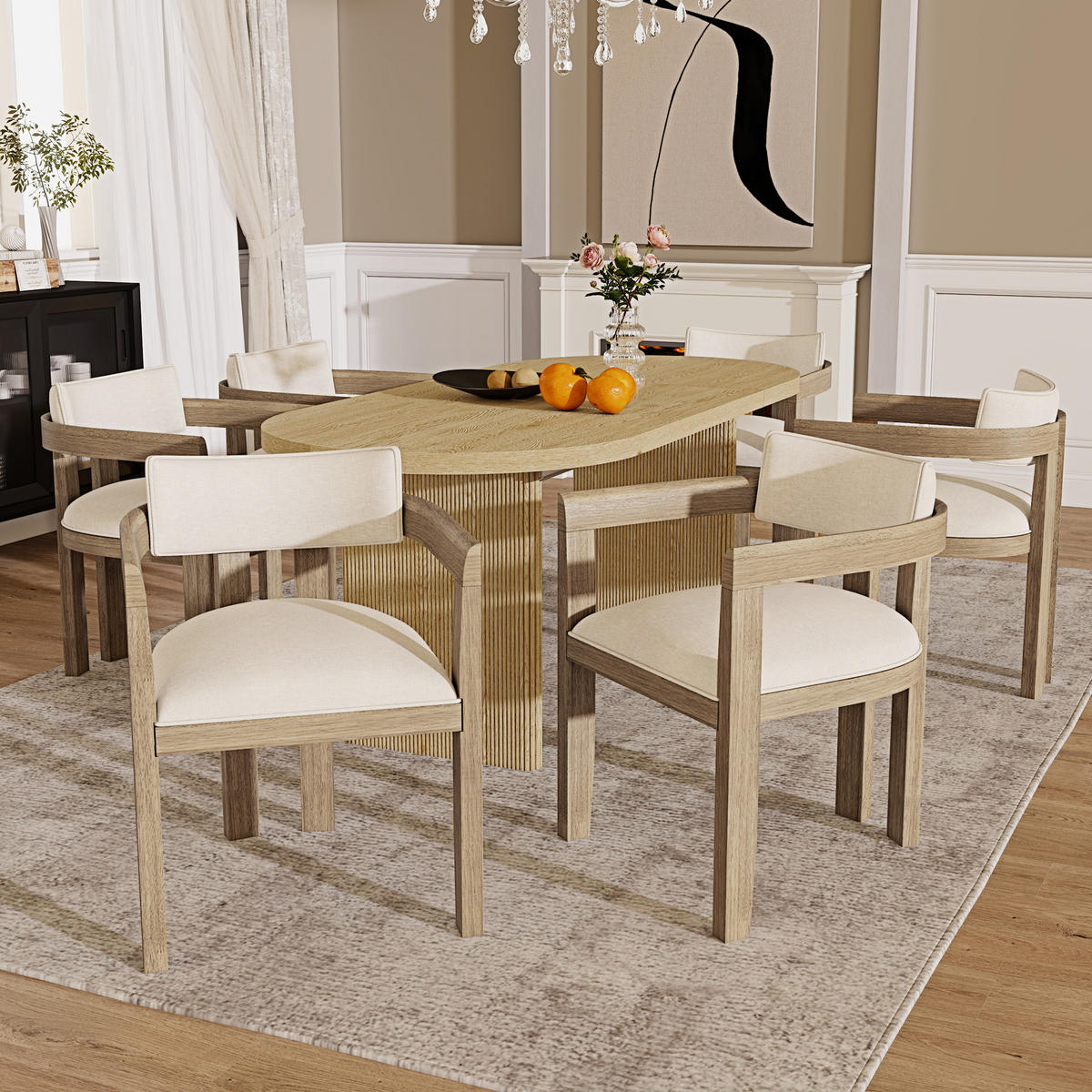 ESSZIMMERSTÜHLE 4er Holz Leinen modern Naturfarbe - Naturfarben, Naturmaterialien (60.5/78.5/57.5cm) - FLIEKS