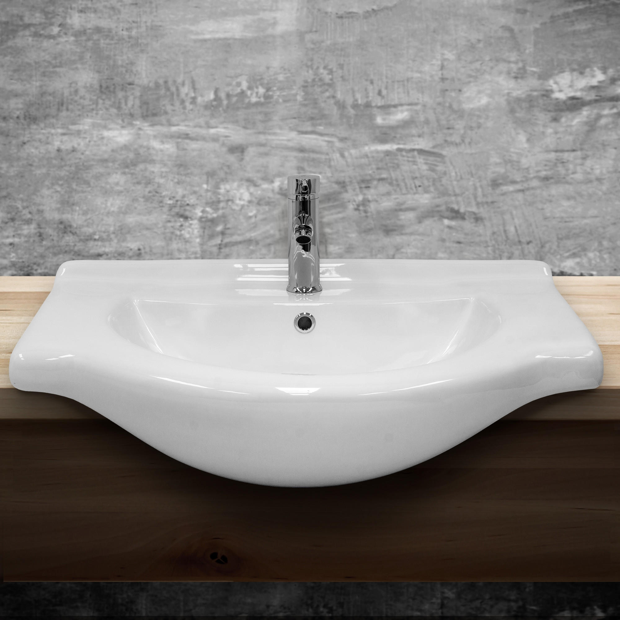 WASCHBECKEN - Schwarz, Keramik (51.5/21.5/77cm) - ML-DESIGN