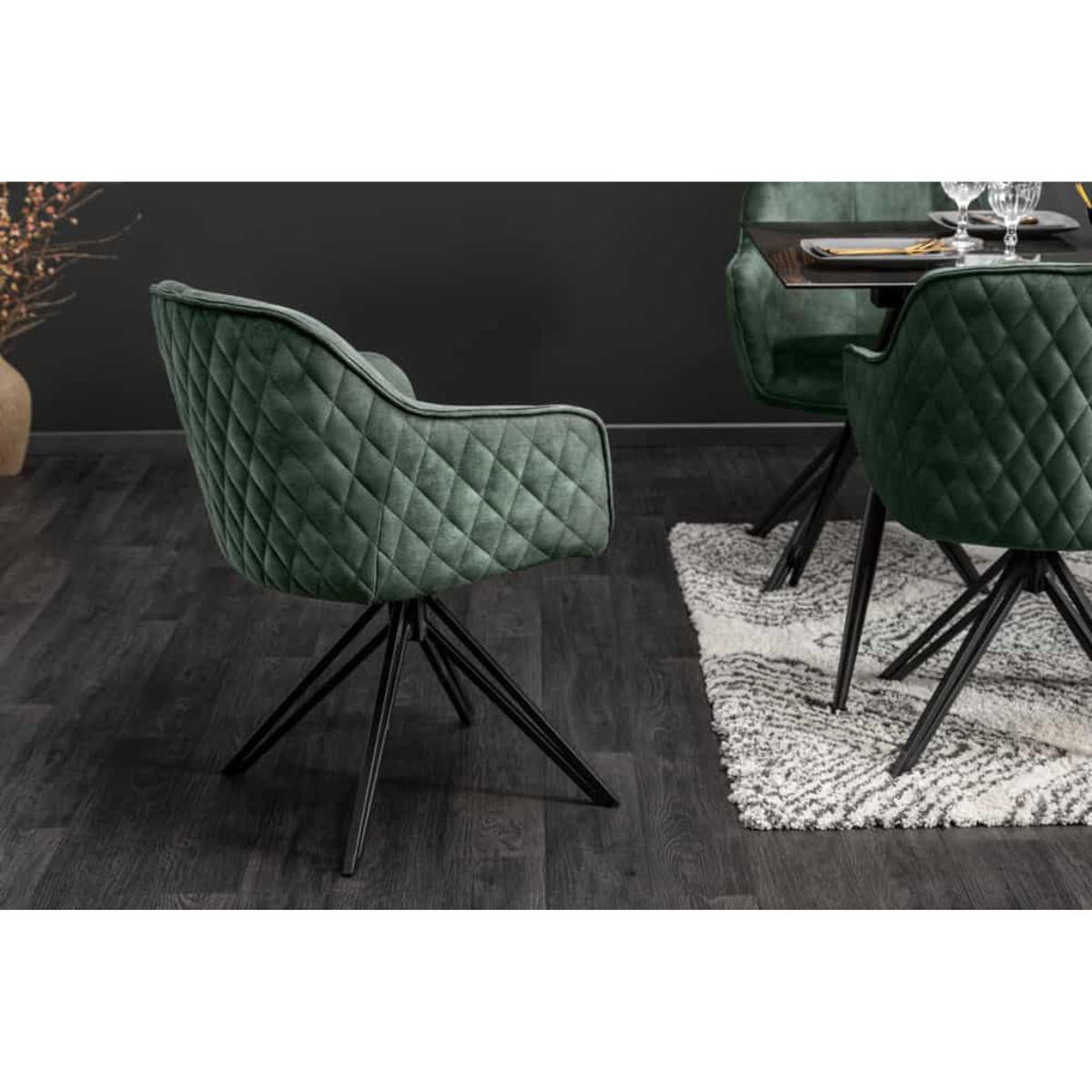 ARMLEHNSTUHL EUPHORIA Samt Dunkelgrün, Schwarz - Dunkelgrün/Schwarz, Textil/Metall (58/82/60cm) - riess-ambiente