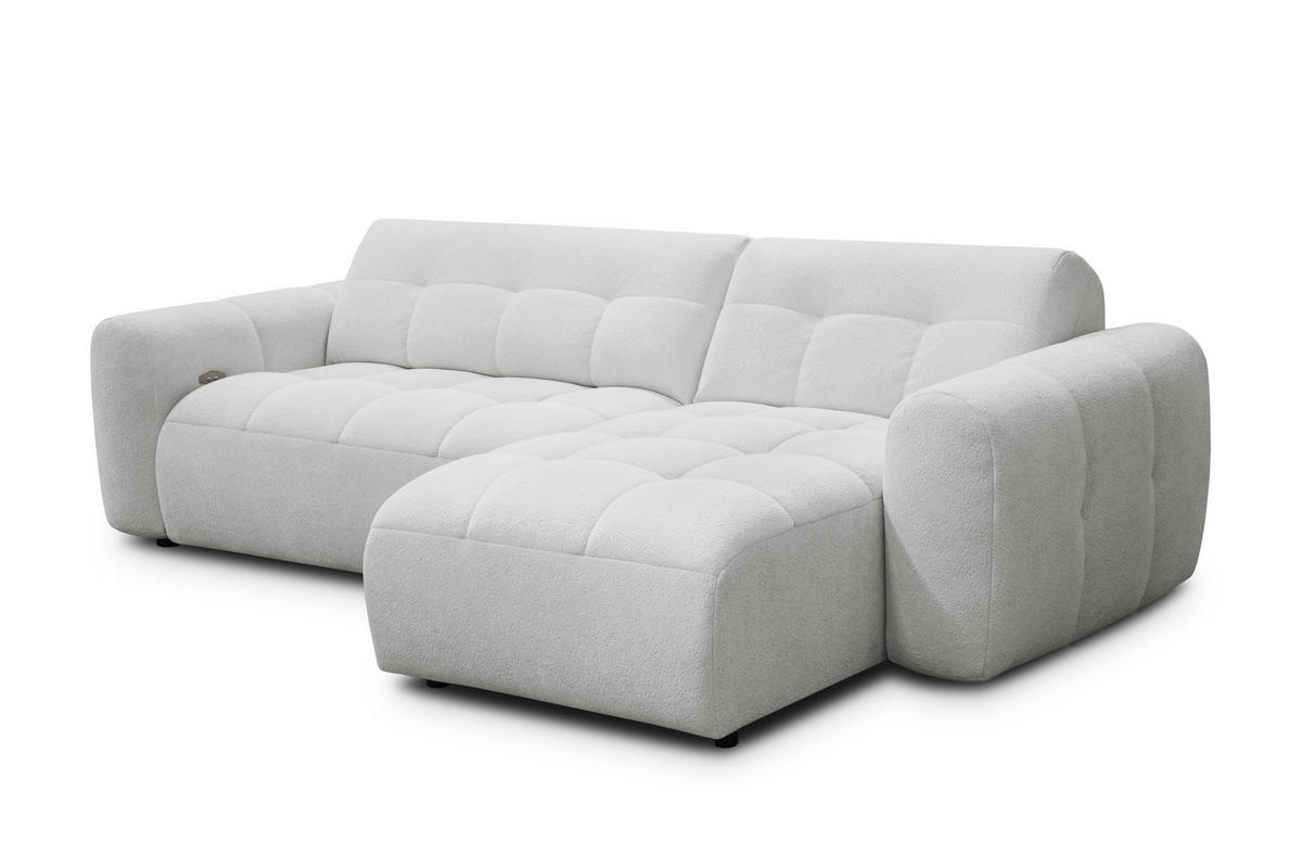 ECKSOFA LUMERO 4-Sitzer RECHTS, hellgrau - Hellgrau/Schwarz, Holz/Textil (275/166cm) - Courtois Laville