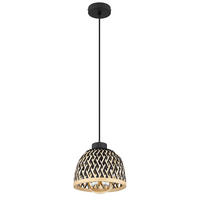 PENDELLEUCHTE Metall Bambus Schwarz-matt - Schwarz, Holz (20/20/120cm) - Globo Lighting