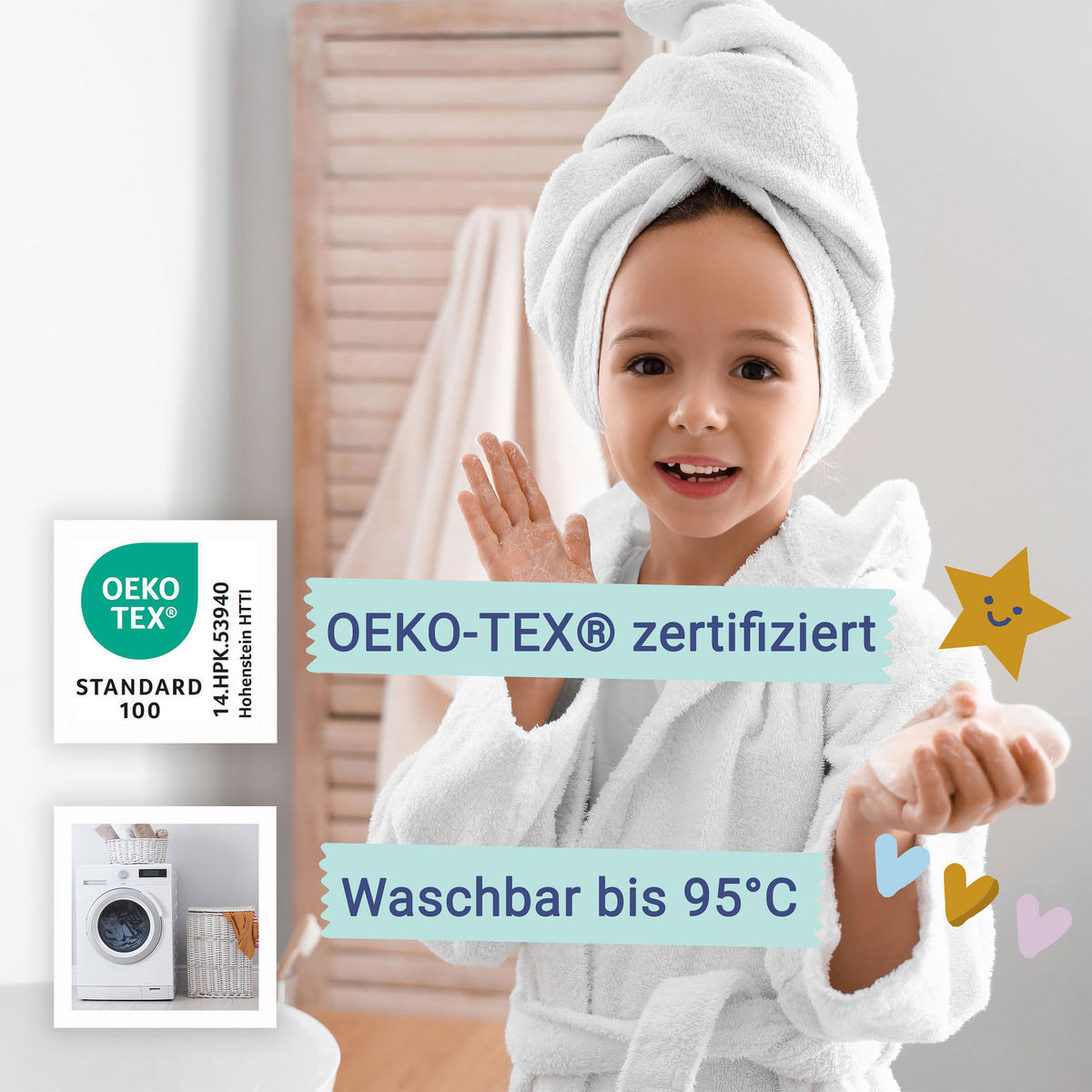 KINDERBADEMANTEL, 152-158, 100% Baumwolle, Weiß - Weiß, Textil (152cm) - Zollner