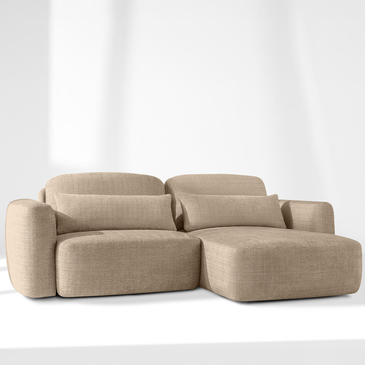 SITZGARNITUR ELOSA - Beige, Holz/Textil (245/85/165cm) - KONSIMO®