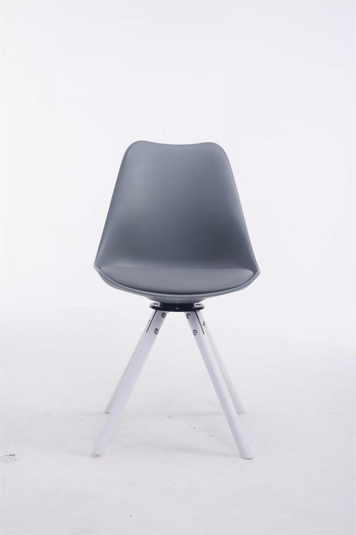 STUHL Lederlook grau - Weiß/Grau, Holz/Textil (48/84/56cm) - CLP