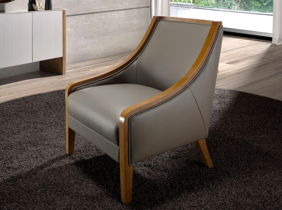 SESSEL Grau Honig 68/88/87 cm - Grau/Honig, Leder (68/87/88cm) - ANGEL CERDA