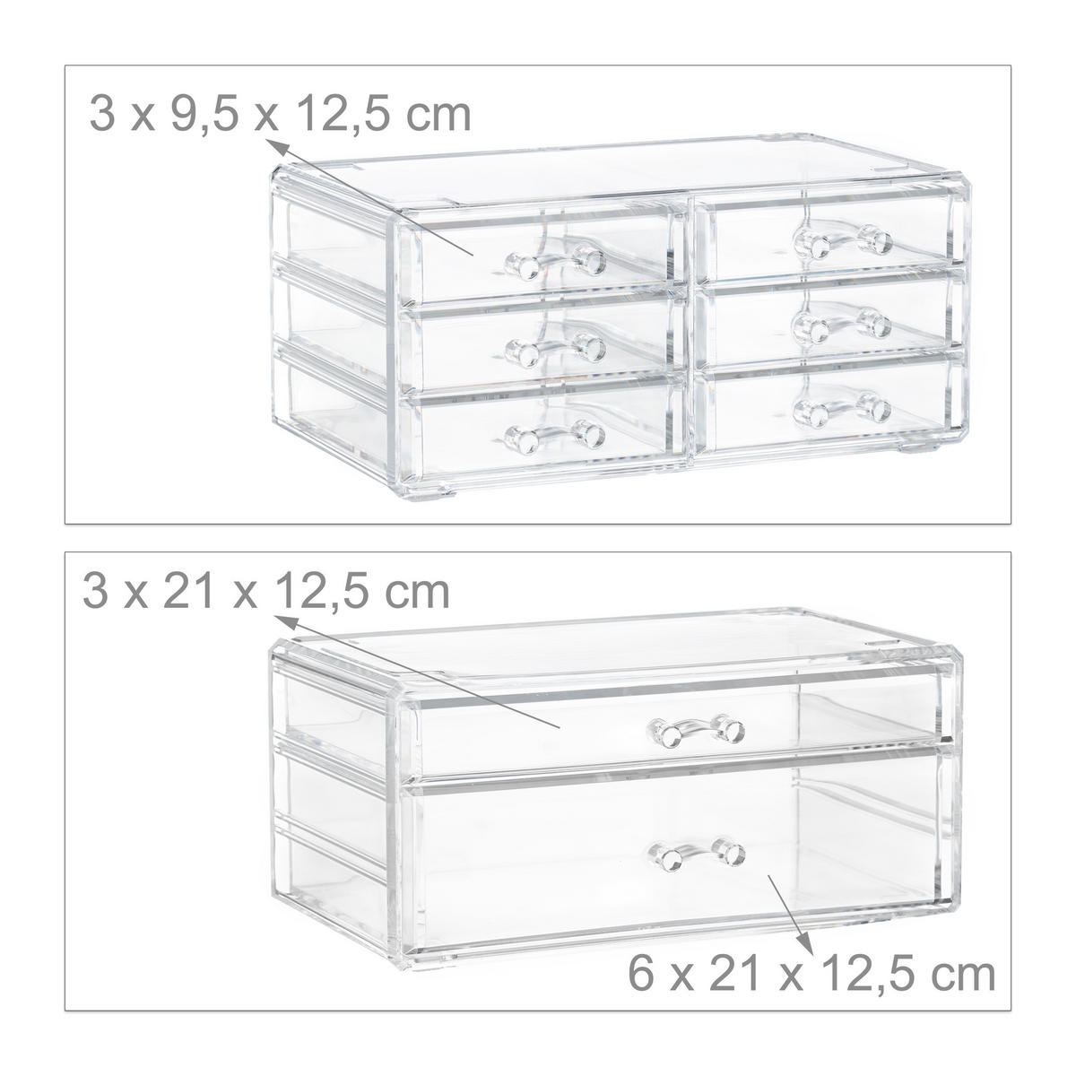 MAKEUP Organizer - Transparent, Kunststoff (24/30/14cm) - Relaxdays