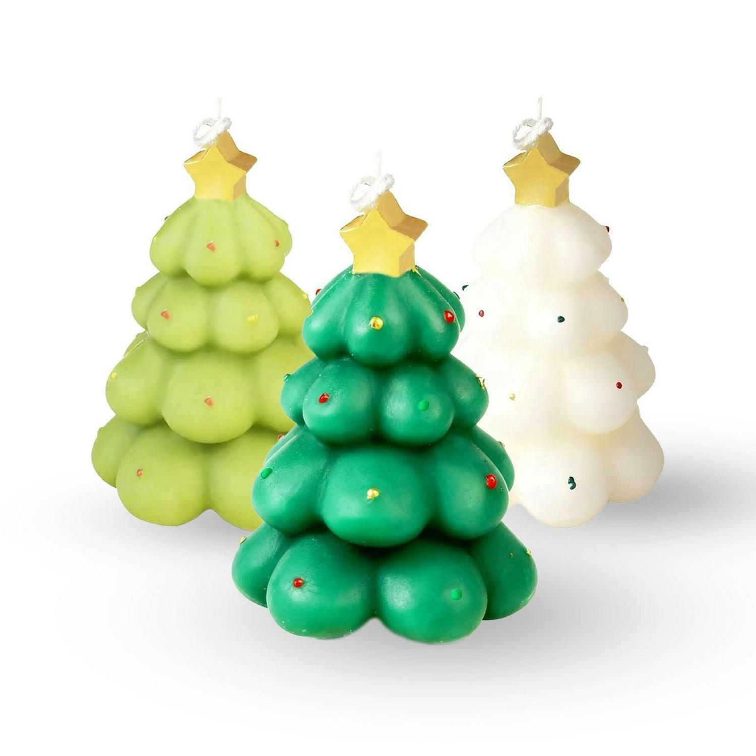 KERZENSET Weihnachtsbaum 3-teilig - Multicolor, Paraffin (2cm)
