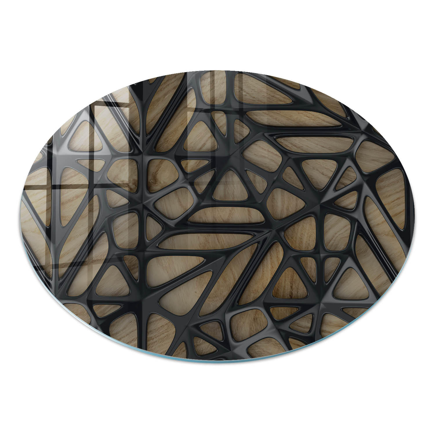 GLASPLATTE fi70 cm – Abstraktion aus Holz - Beige, Glas (0.4/70/70cm) - ArtPrintCave