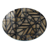 GLASPLATTE fi70 cm – Abstraktion aus Holz - Beige, Glas (0.4/70/70cm) - ArtPrintCave