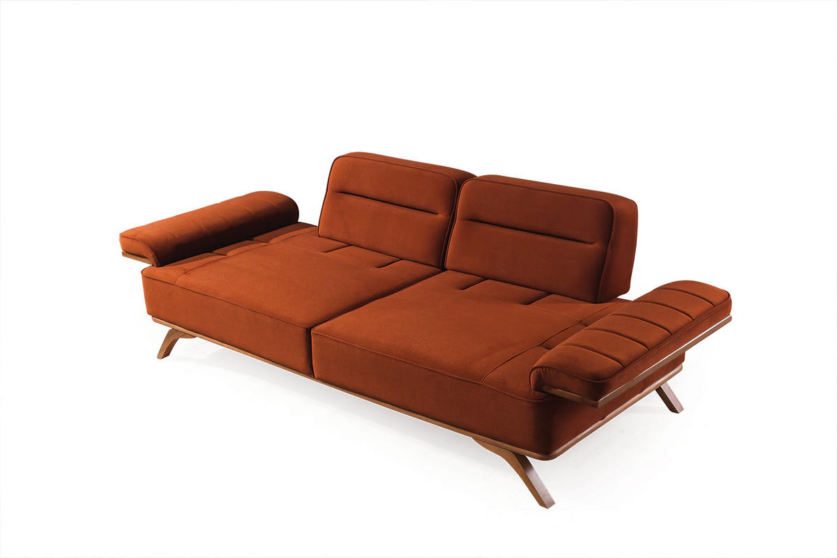 SOFA Andorra 2-Sitzer Samt Terracotta - Terracotta, Textil (200/85/95cm) - Villa Möbel