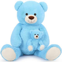 STOFFTIER-SET Teddybär 2-teilig 100 cm Blau - Blau, Textil (45/100cm)