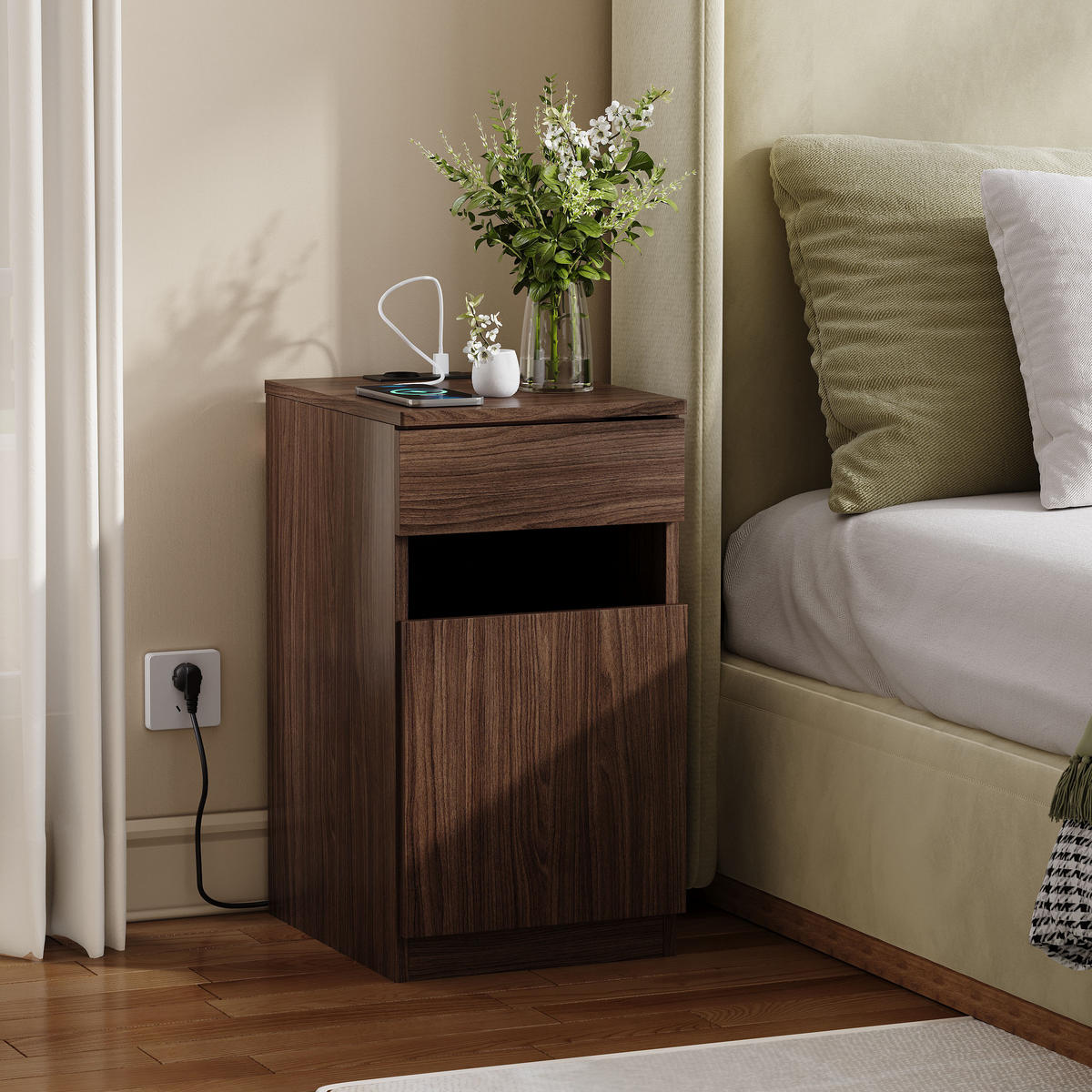 NACHTTISCH Nussbaumfarben 33/40/62 cm - Braun, Holz (33/61.5/40cm) - PANGIVO