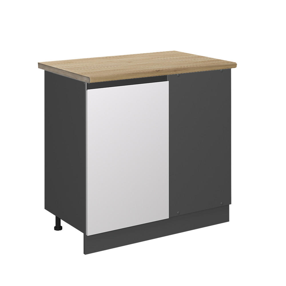 ECKUNTERSCHRANK R-Line Weiß 86 cm, AP Eiche - Anthrazit/Weiß, Holzwerkstoff (86/81.6/60cm) - Vicco