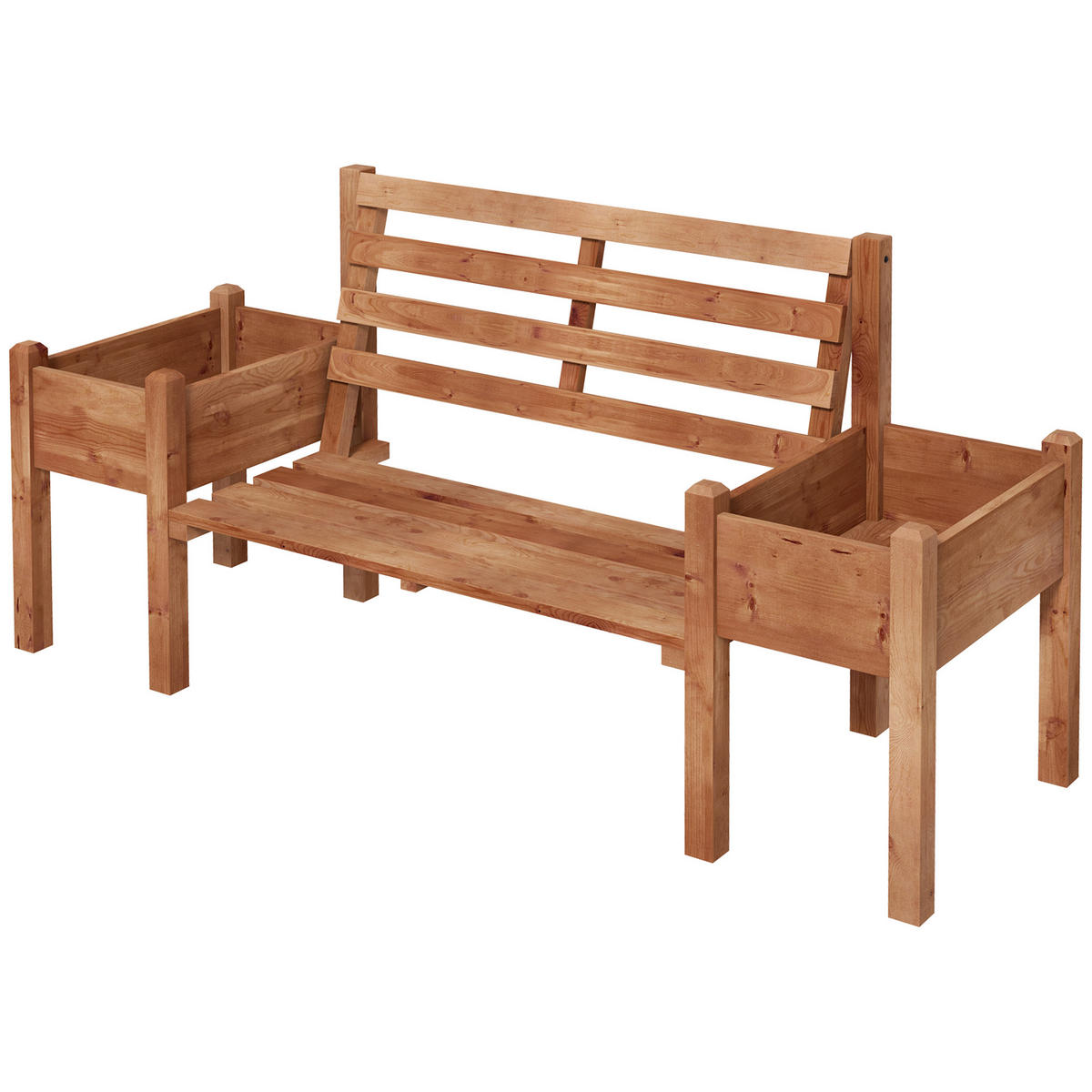 GARTENBANK DE-08329 mit Pflanzkästen Braun - Braun, Holz (184/95/59cm) - ComfortXL