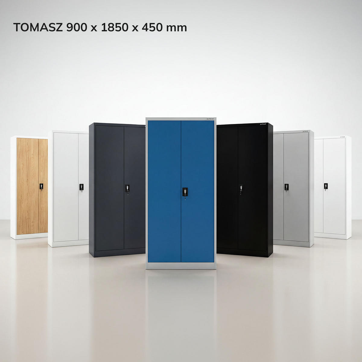 METALLSCHRANK mit Stauraum TOMASZ 185x90 x45 cm - Weiß/Sonoma Eiche, Metall (90/185/45cm) - Jan Nowak