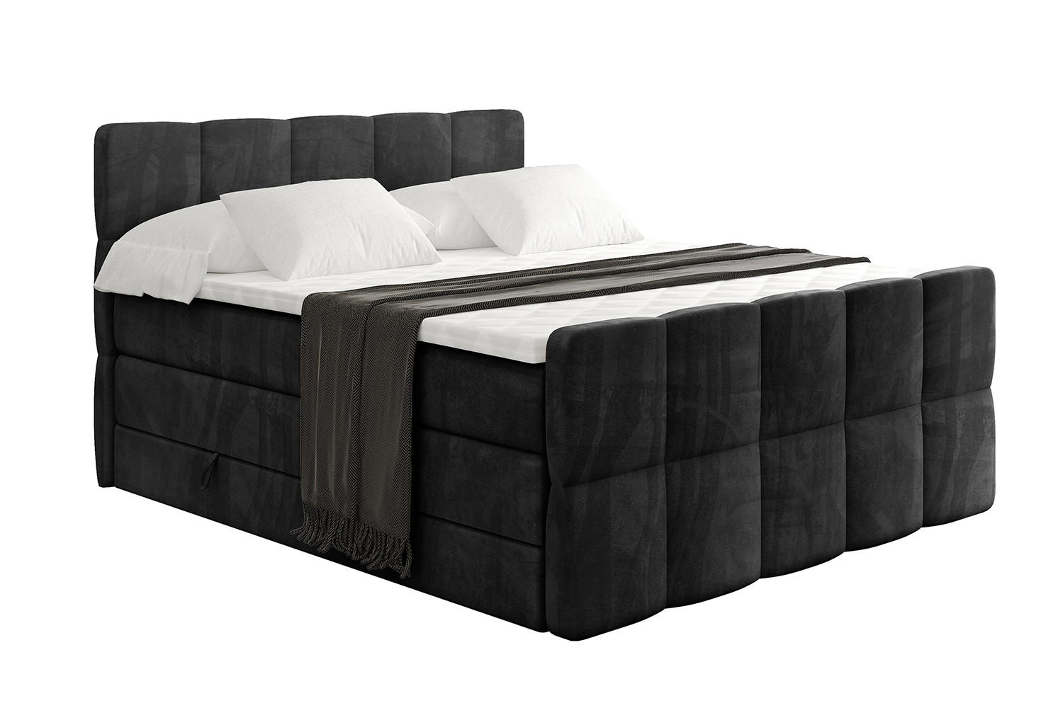 BOXSPRINGBETT mit Matratze und Lattenrost - LIRO-Z KING-200x200 - Schwarz Casablanca - Schwarz, Holzwerkstoff (200/200cm) - ALTDECOR