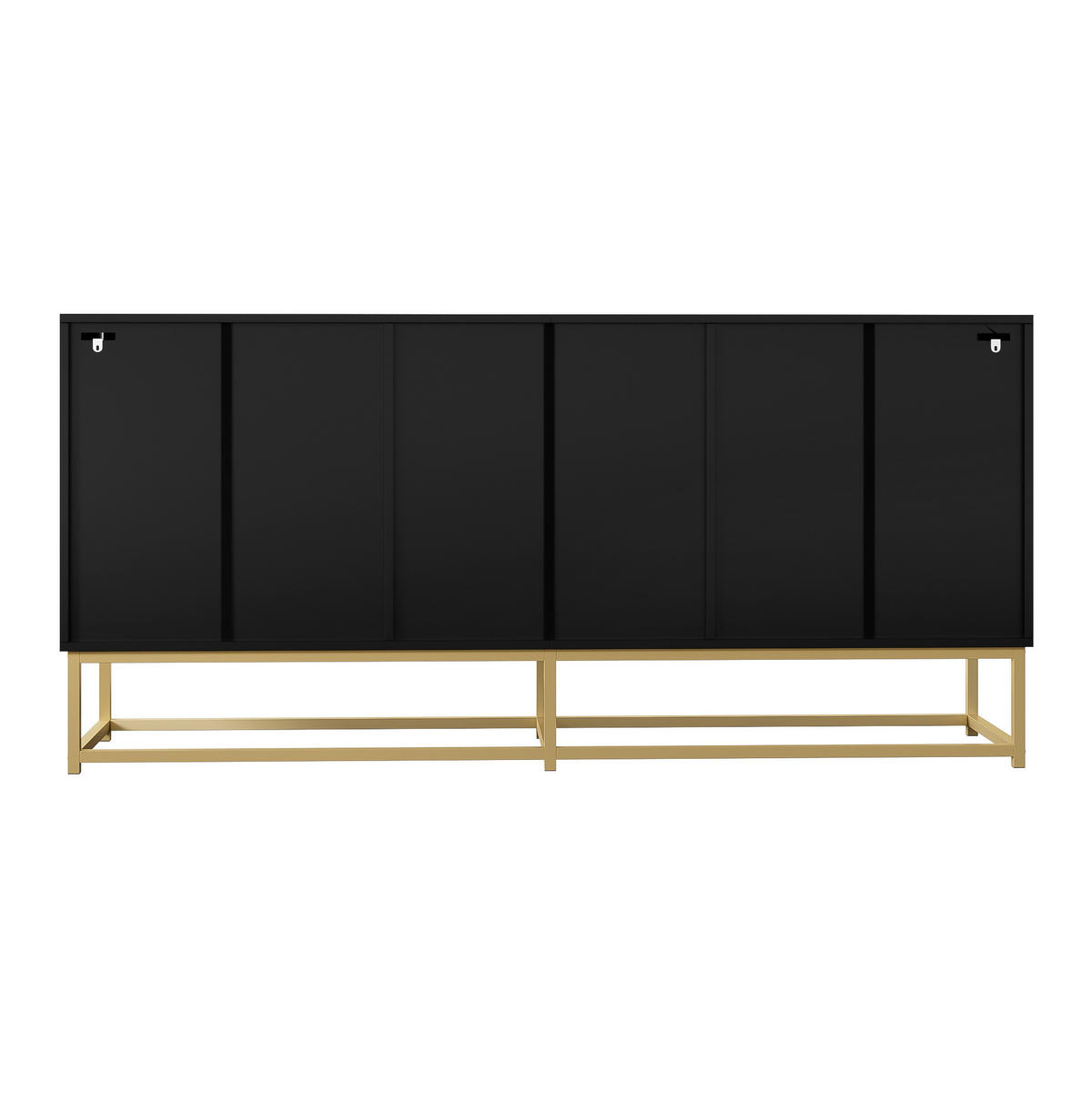 KOMMODE 160/38/75,5 cm aus Spanplatte mit 3 Doppeltürfächern Schwarz - Schwarz, Holzwerkstoff (160/75.5/38cm) - Modenvie