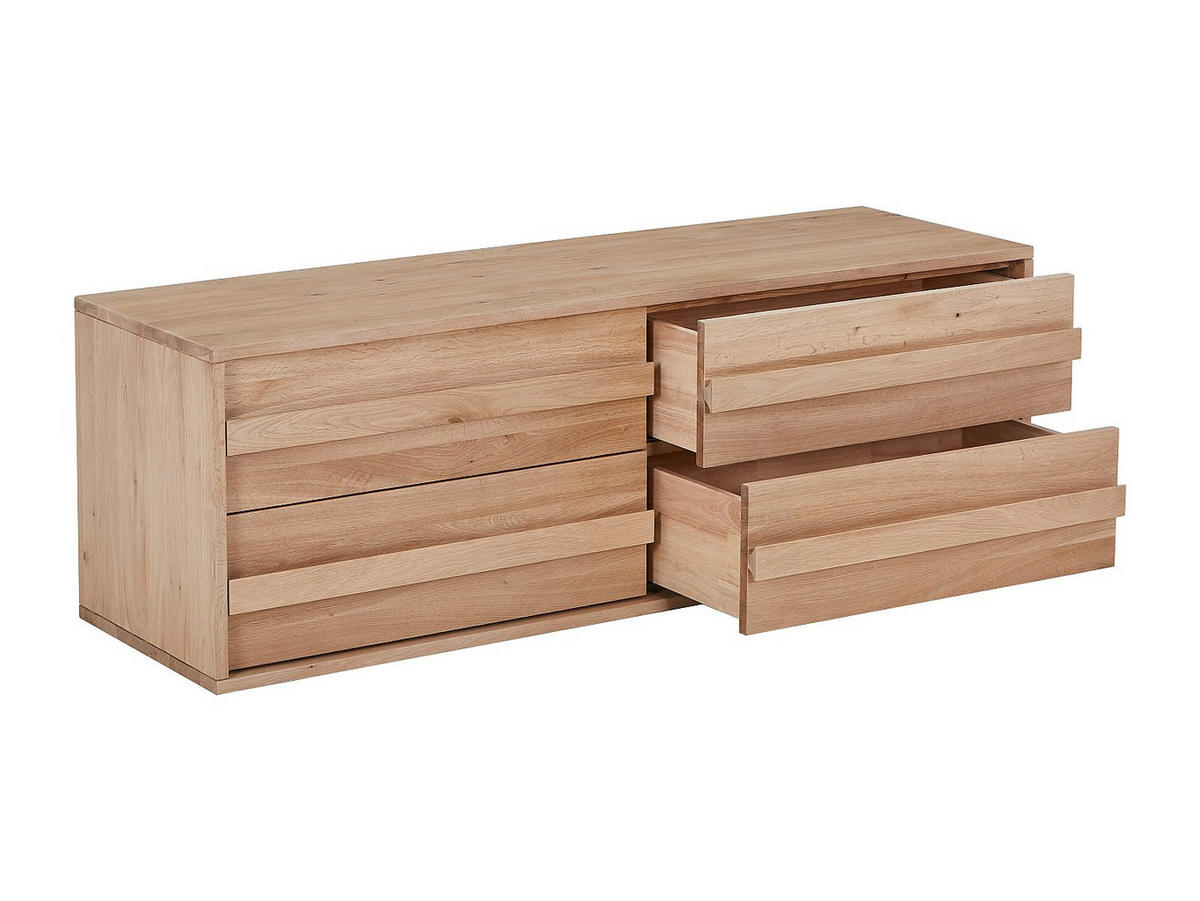 WASCHBECKENUNTERSCHRANK - 150cm x 46cm - Massivholz - naturfarben hell - SARLO - Naturfarben, Holz (150/50/46cm) - Vente-Unique