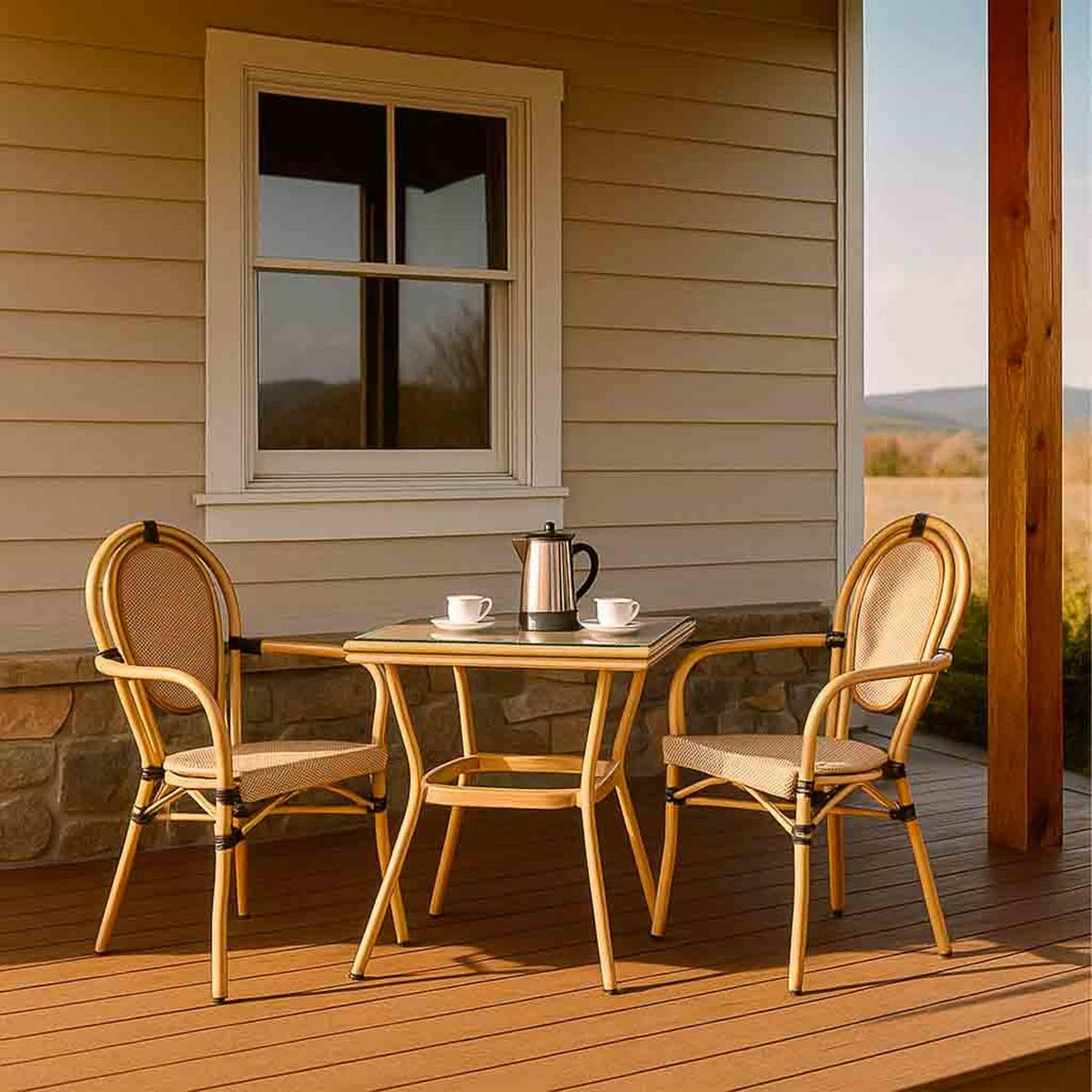 BALKONSET, braun, 70x72x55cm, 3-tlg. - Braun, Metall - Wanderlust