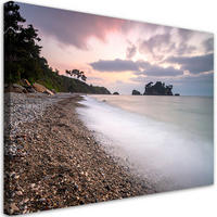 LEINWANDBILD Landschaft steiniger Strand Meer 100x70cm - Grau, Textil (100/70cm) - Feeby