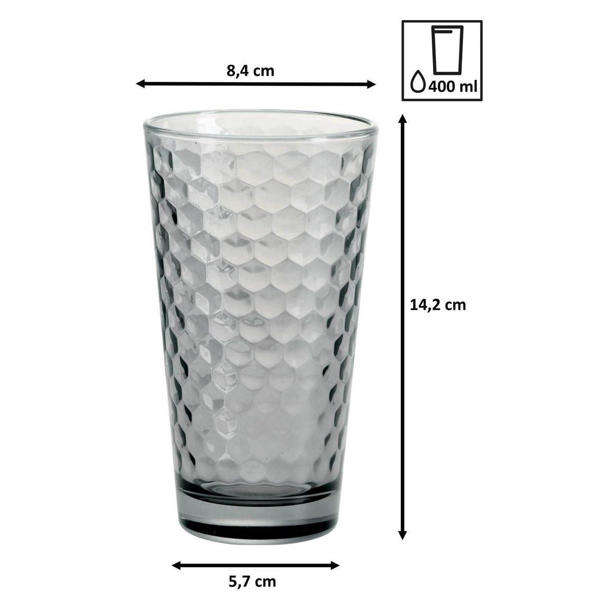 LONGDRINKGLÄSER Favo Grau 400 ml 6er Set - Grau, Glas (0.4L) - Ritzenhoff Breker