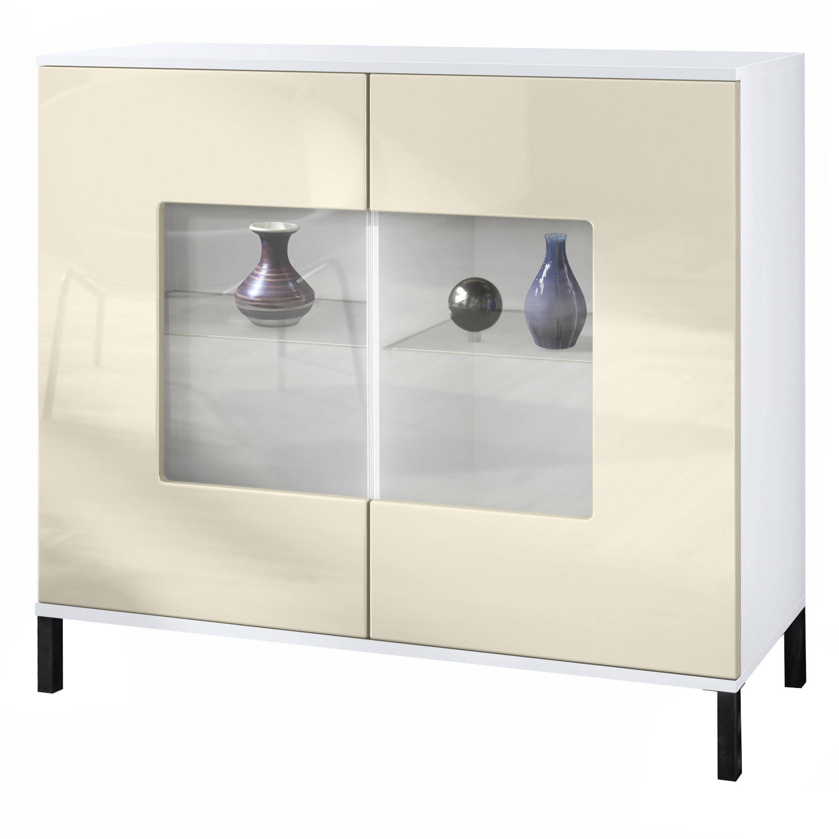 KOMMODE Grömitz Creme Hochglanz - Creme, Holzwerkstoff (92.5/83.5/35cm) - Vladon