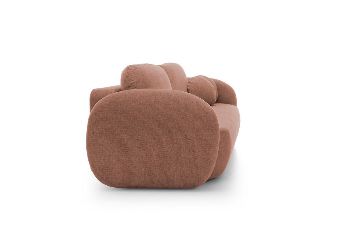 SOFA OLIO Mit Schlaffunktion Und Bettkasten, Bonell-Taschenfederung, Aragon-Stoff, lose Rückenkissen, freistehend, 238x101x86 cm Rose - Rosa, Holz/Textil (238/86/101cm) - DomoHome