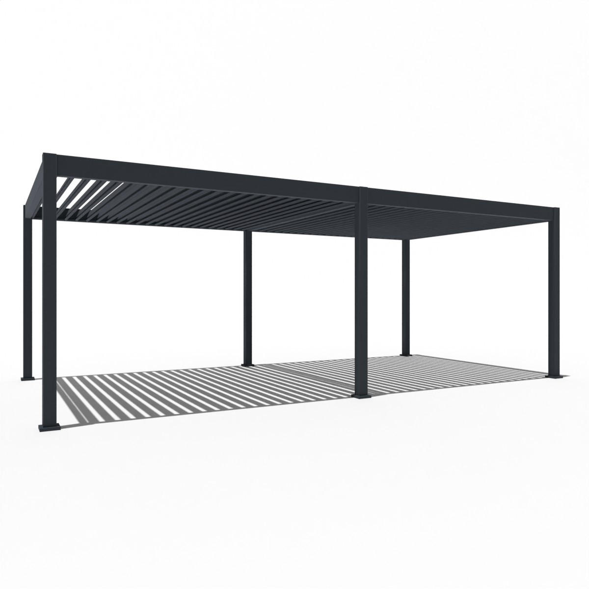 PERGOLA Deluxe Elektrisch Pavillon Terrassenüberdachung Aluminium LED 3,6 x 7,2 m - Anthrazit, Metall (360/255/720cm) - WEIDE