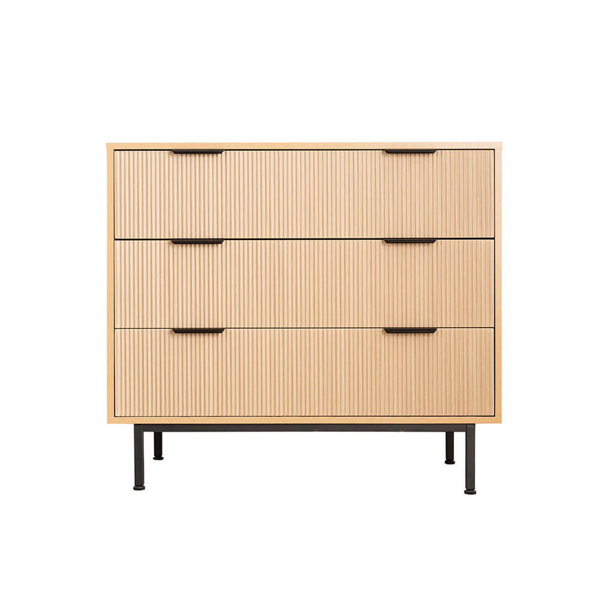 KOMMODE NYLA - Natur/Schwarz, 90 x 80 cm - Naturfarben, Holzwerkstoff (90/80/42cm) - Home Deluxe