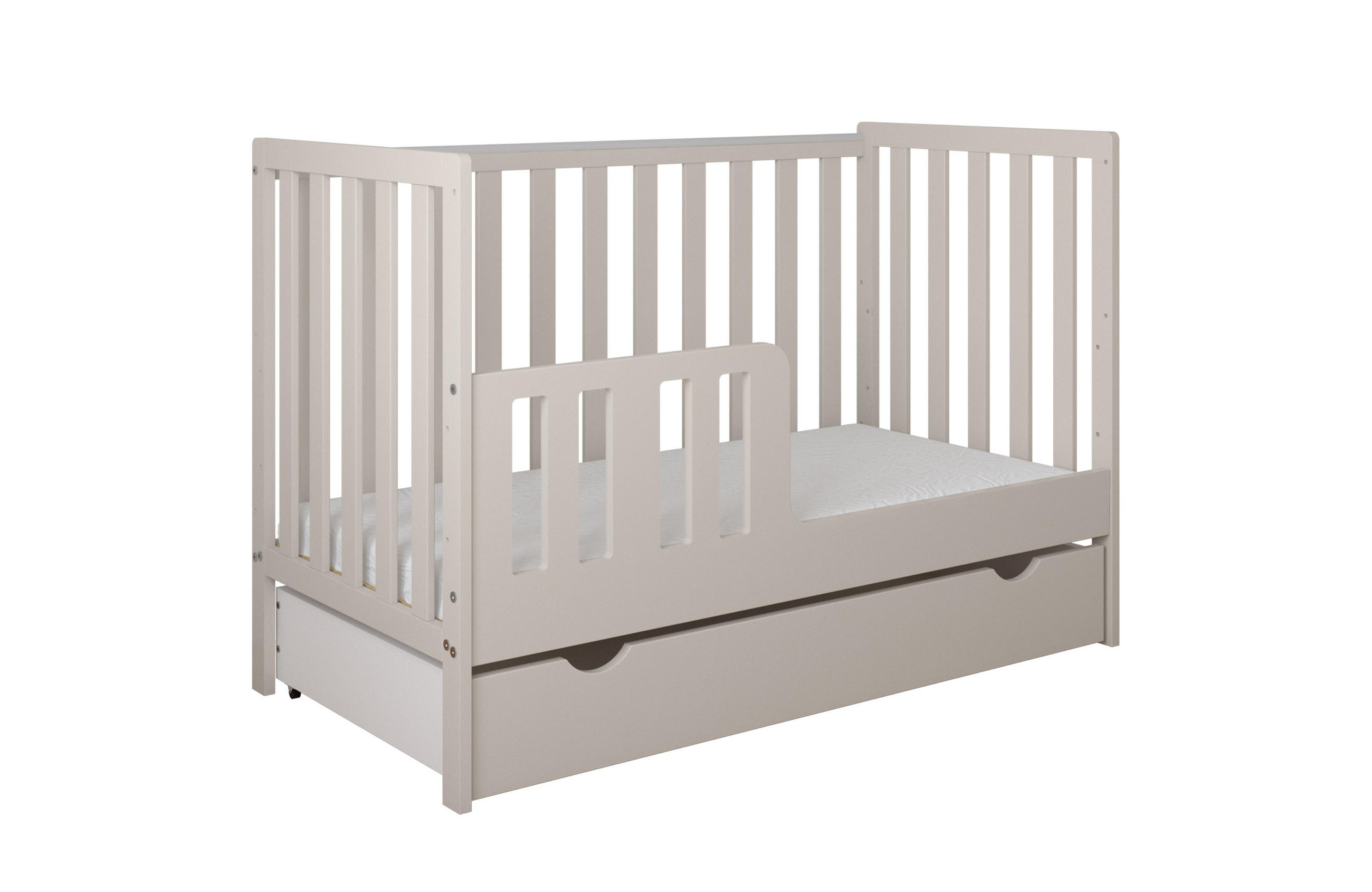 BABYBETT Lio mit Matratze und Schublade - Beige, Holzwerkstoff (60/120cm) - kiki design