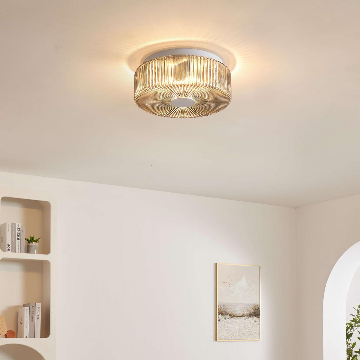 DECKENLEUCHTE Paolina, Rauchgrau und Weiß, 13cm - Grau, Glas (13/30/10cm) - KOSILUM