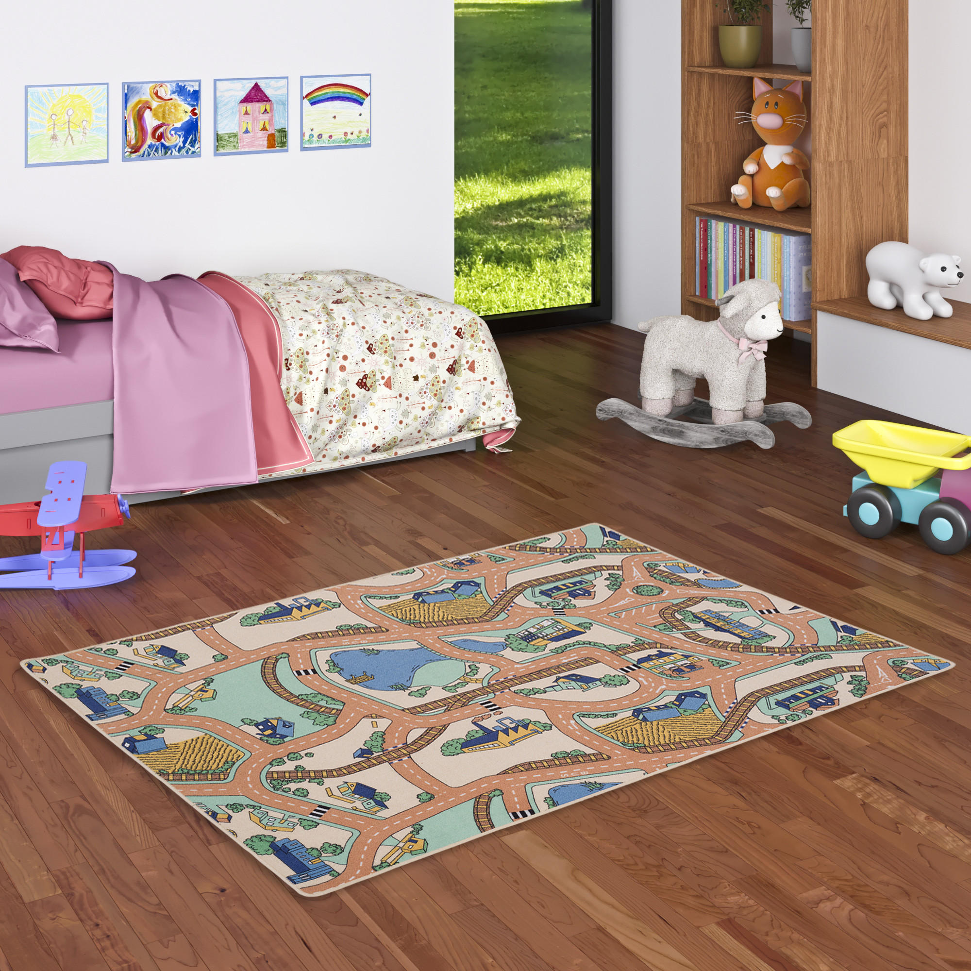 Thumbnail - Snapstyle Kinder, Beige, Textil, 133x133 cm, Teppiche & Böden, Teppiche, Teppich Kinderzimmer