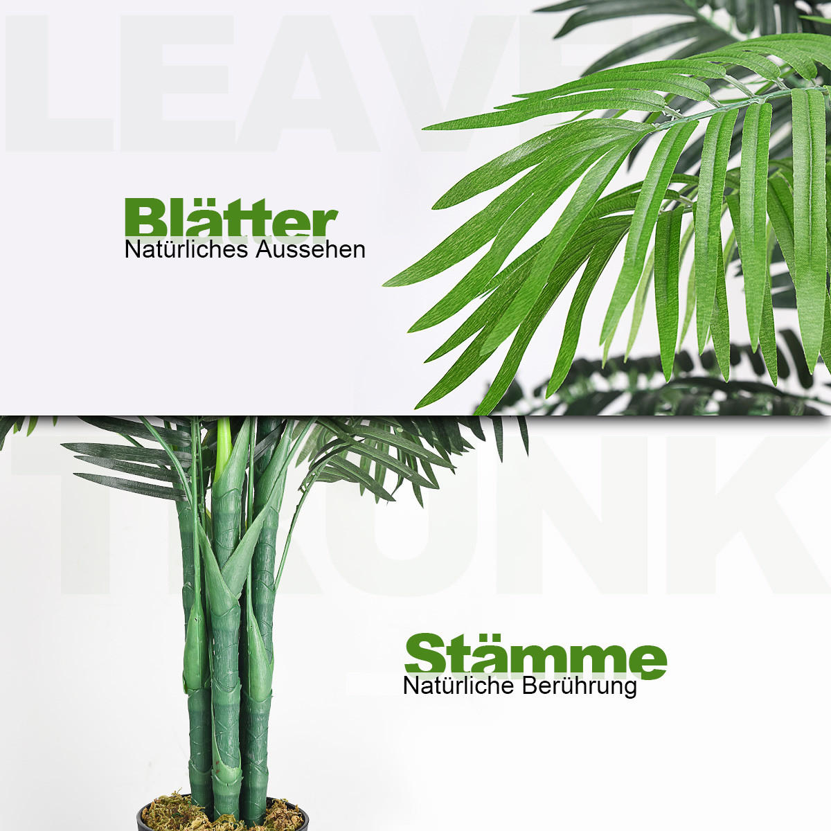 KUNSTPFLANZE Zimmerpalme Palme Grün - Grün, Kunststoff (110cm) - COSTWAY