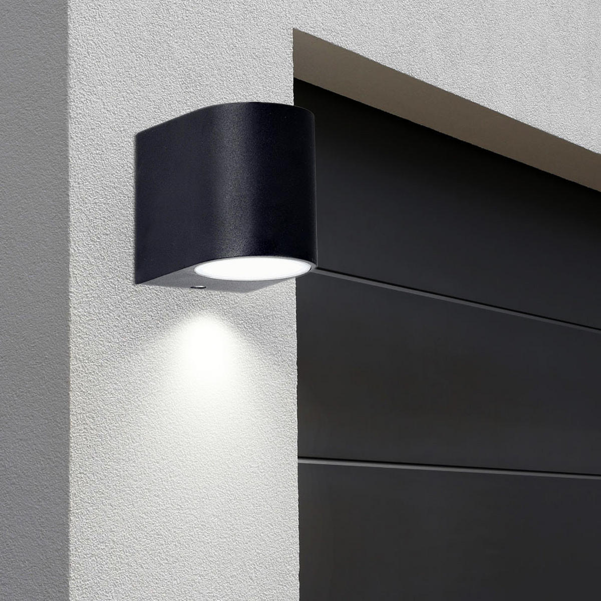 LED AUSSEN-WANDLEUCHTE ALU Schwarz - Schwarz, Glas (7/8/9.4cm)
