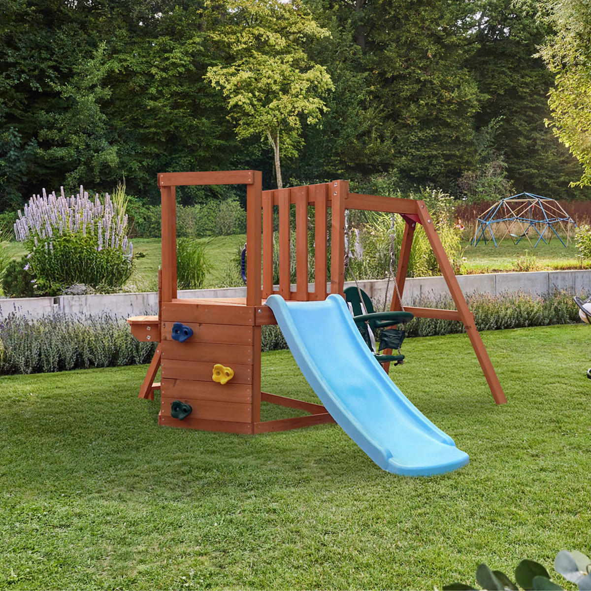 SPIELTURM ROMI - Größe: 199 x 116 cm - Naturfarben, Holz (199/116/216.5cm) - Home Deluxe