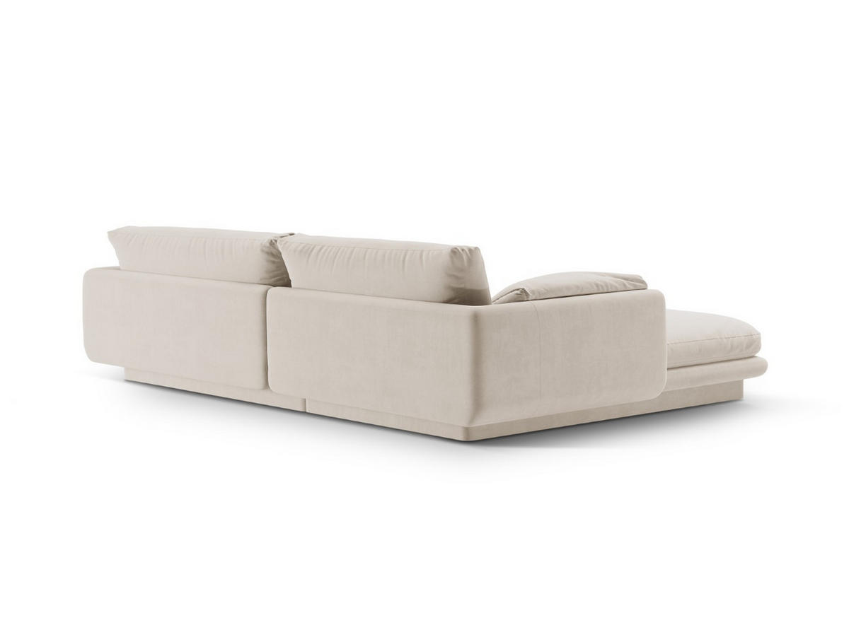 ECKSOFA rechts Torino aus Samt ecru 4 Sitzplätze - Ecru, Textil (170/250cm) - Micadoni
